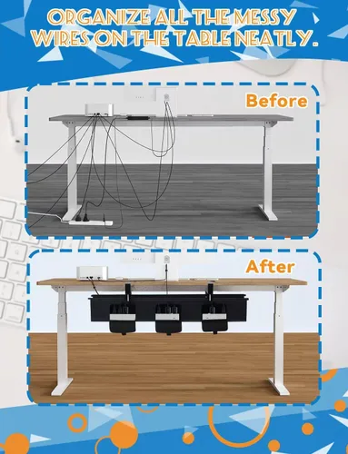 Vista 2 de Bandeja de organización de cables para debajo del escritorio, organizador de cables debajo del escritorio, organizador de cables de montaje