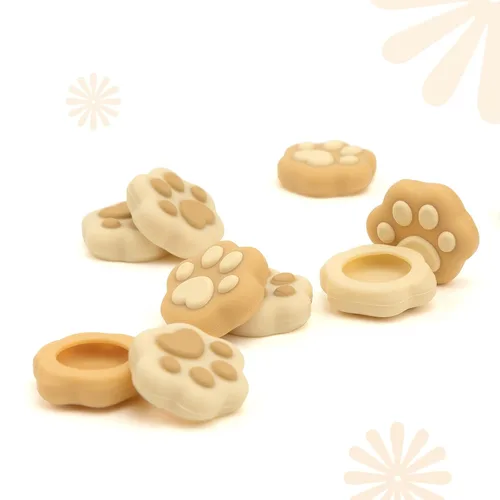Vista 7 de GeekShare Cat Paw Shape Thumb Grip Caps,Soft Silicone Joystick Cover Compatible with Nintendo Switch OLED Switch Lite (Brown & Yellow)