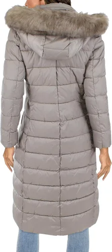 Vista 6 de TAHARI Nellie - Abrigo largo para mujer, chaqueta aislada con ribete de piel sintética extraíble