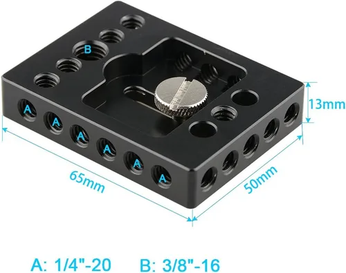 Vista 2 de Placa base de cámara CAMVATE con orificio de rosca de 1/4" y 3/8" para jaula de cámara DSLR