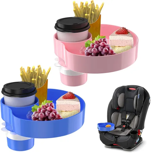 Vista 8 de Bandeja de asiento de automóvil para niños, bandeja de viaje con portavasos para bebé, asiento de automóvil para niños, organizador de aperitivos