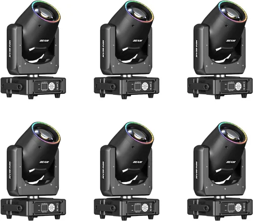 Vista 11 de 350W 7R Luz de haz con cabeza móvil y tira LED RGB, control DMX512, sonido activado, efecto de prisma, niebla, arcoíris, 48 prismas y 14 gobos, 14