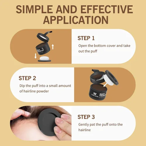 Vista 8 de Polvo para la línea del cabello (caoba) - Cubra instantáneamente las raíces de cabello canoso, sombra para el color del cabello, retoque