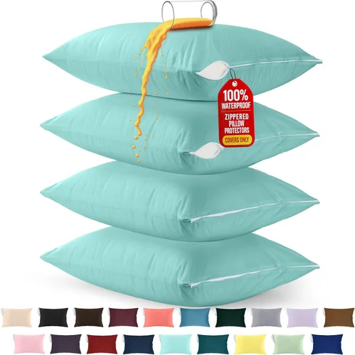 Vista 33 de Utopia Bedding Protector de almohada impermeable, con cremallera, paquete de 2, beige, estándar, funda de almohada a prueba de chinches, de 20 x 26