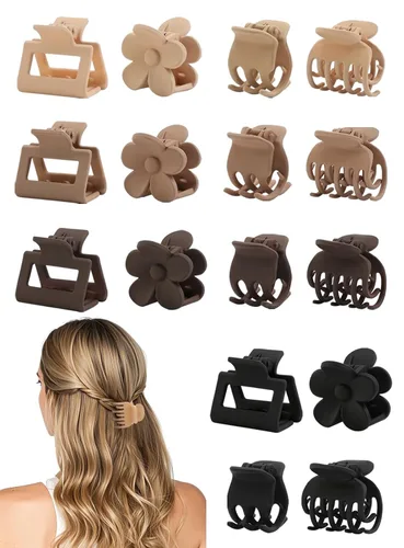 Vista 8 de 16 pinzas pequeñas para el cabello para mujeres y niñas, pinzas de garra mate duraderas para cabello fino, pinzas de agarre fuerte para cabello