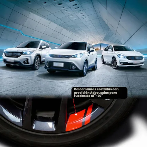 Vista 4 de Pack-6 Calcomanías Reflectantes para Automóvil, Calcomanías de Rayas para Llantas de Ruedas de Automóvil, Calcomanías Automotrices Universales