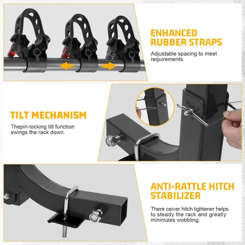Vista 3 de Soporte de enganche para 4 bicicletas, soporte plegable para coches, camiones, SUV, minivans