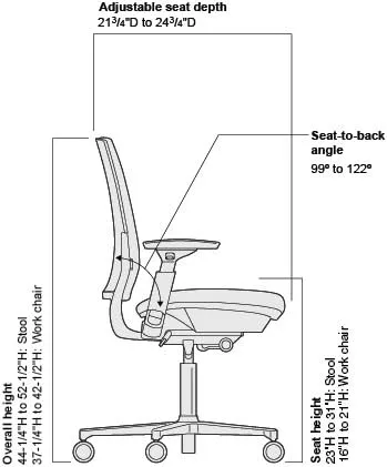 Vista 2 de Steelcase Amia Task Chair: marco platino/base de aluminio pulido - sin brazos - ruedas de piso duro