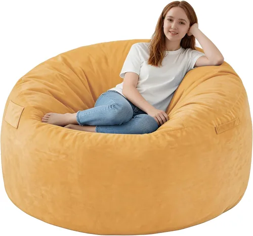 Vista 43 de Silla de Puf de 2 pies, Sillas de Puf Cómodas con Relleno de Espuma Viscoelástica, Sofá de Puf Esponjoso con Cubierta de Terciopelo Holandés, Sillas