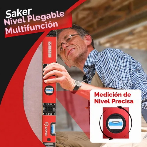 Vista 4 de Nivel plegable multifunción de Saker, herramienta niveladora de 28 pulgadas, regalos para hombres, herramientas de carpintería de medición