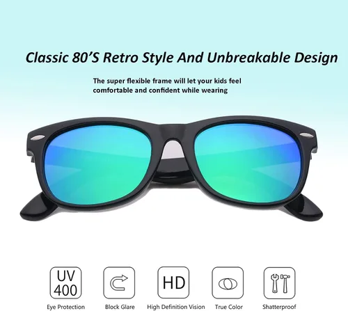 Vista 4 de Lentes de sol para niños y niñas, lentes de sol irrompibles para niños pequeños, protección UV, lentes de sol polarizados para niños de 3 a 10 años