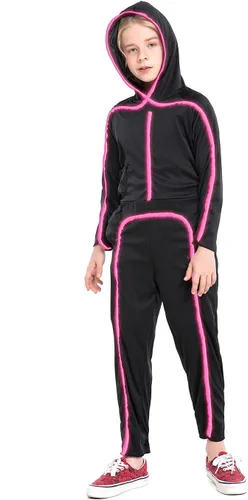 Vista 2 de HSCTEK - Disfraz de Figura de Palo Iluminada para Niños Rosa