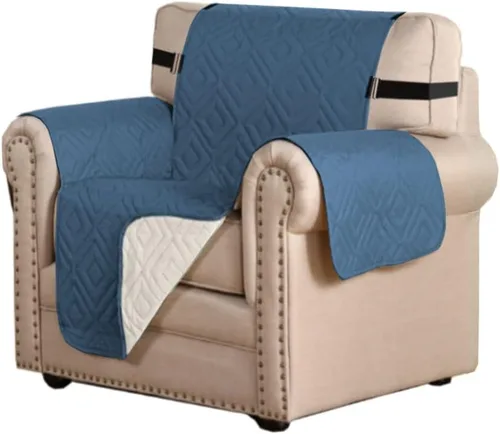 Vista 70 de H.VERSAILTEX Funda reversible para silla, protector de muebles antideslizante, resistente al agua, con correas elásticas de 2 pulgadas