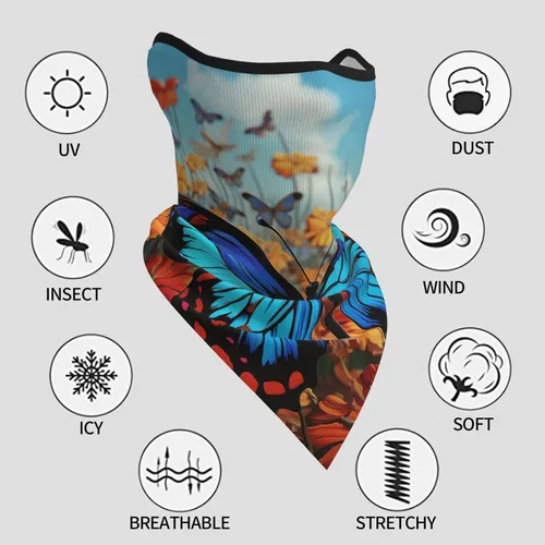 Vista 3 de Máscara de cuello para hombres y mujeres, protección solar UV, resistente al viento, bandana jirafa arco iris, cubierta facial, bufanda