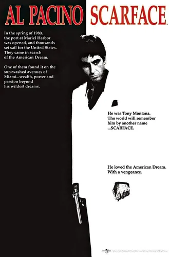 Vista 30 de Películas favoritas de los 80 - Scarface - Póster de película (estilo regular) (tamaño: 27" x 39")