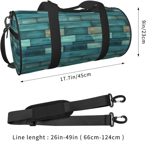 Vista 2 de Large Duffle Bag for Travel - Retro Green Wood Boards Print Gym Bag for Women Men, Travel Foldable Bags for Women Men with Zippered Multiple Pockets