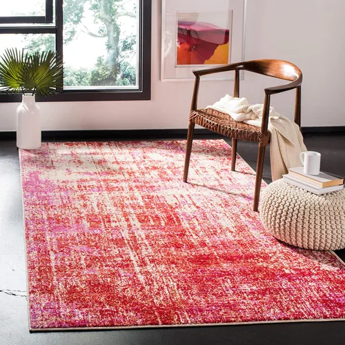 Vista 8 de SAFAVIEH Adirondack Collection - Alfombra de pasillo de 2 pies 1 pulgada x 8 pies, beige y pizarra, diseño abstracto moderno, no desprende pelusa