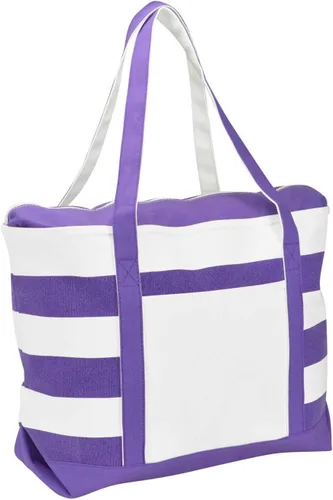 Vista 2 de Dalix - Bolsa de lona de algodón para barco, diseño de rayas, color negro, rojo, rosa, azul marino, morado