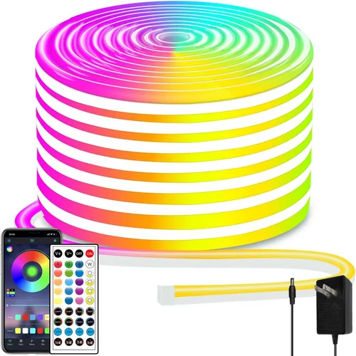 Vista 8 de segrass Cuerda de luz de neón de 16.4 pies, cuerda de luces LED flexible con control por aplicación/control remoto, luces de cuerda de múltiples