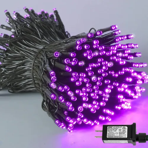 Vista 3 de YEGUO 500 luces LED de Navidad rosas de 165 pies, impermeables, para exteriores, cadena de luces de alambre verde para interiores, 8 modos de luces