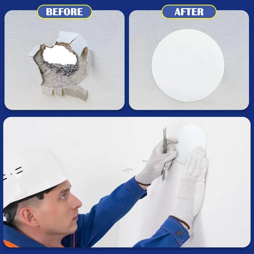 Vista 3 de Sosation 6 piezas de placa de techo cubierta de agujero de pared, placa plana de plástico en blanco con 48 piezas de cinta adhesiva de doble cara