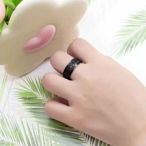 Vista 2 de Anillo antiestrés de titanio, de acero inoxidable para la ansiedad, tamaño 6-12, ancho 6 mm, 5 colores, para mujeres y hombres oro rosa, arco iris