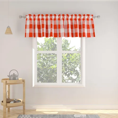 Vista 150 de Cenefas de cortina para ventana de 16 pulgadas de largo, 2 paneles de cuadros búfalo, cortinas pequeñas con bolsillo para barra, estilo clásico