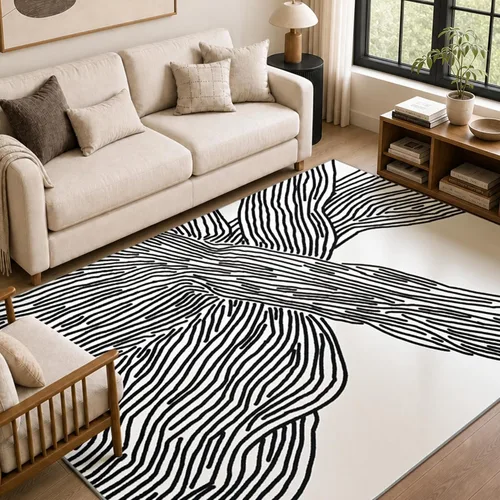 Vista 12 de YIHOUSE Alfombra de leopardo para sala de estar, bonita alfombra con estampado de guepardo blanco y negro, moderna, lavable, alfombras con estampado