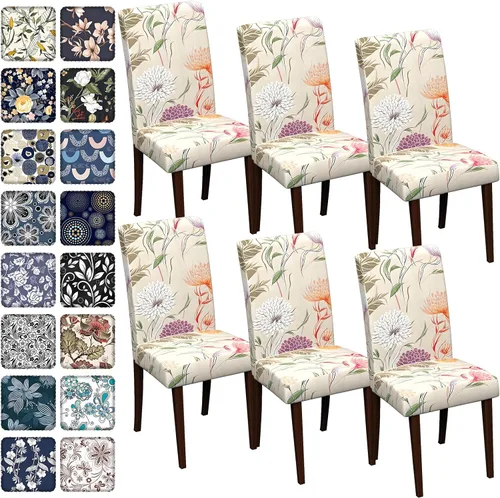 Vista 66 de Fundas para sillas de comedor CoSofSLIP, juego de 2, fundas estampadas elásticas antideslizantes, fundas extraíbles y lavables para sillas