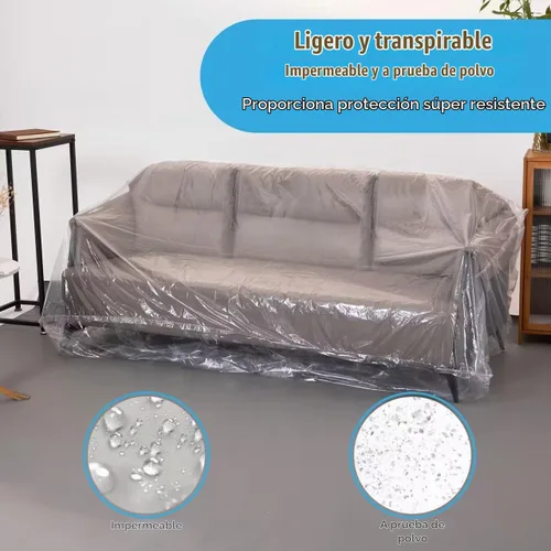 Vista 6 de Funda de sofá de plástico, funda de sofá de 3 plazas para mudanza