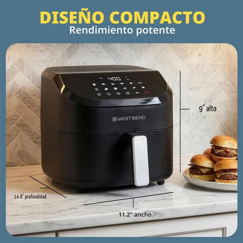 Vista 6 de West Bend Freidora de aire digital de 4.5 cuartos de galón, compacta con 12 preajustes, temperatura ajustable para comidas crujientes rápidas, cesta