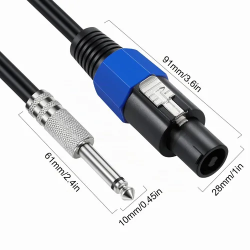 Vista 6 de Cable Speakon a 1/4 de altavoz mono, 0.250 in (1/4 de pulgada), enchufe TS mono macho a Speakon macho adaptador de audio para altavoz DJ/PA
