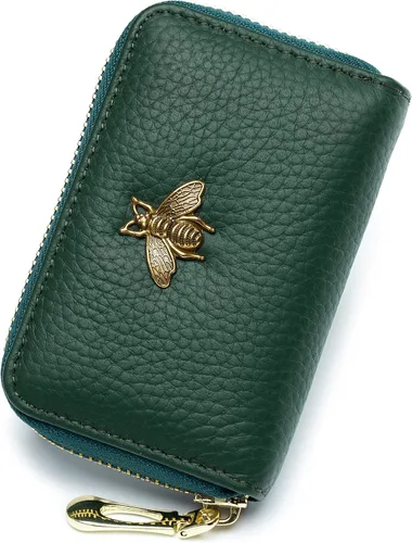 Vista 41 de imeetu Soporte para tarjetas de crédito RFID, cartera pequeña de cuero con cremallera para mujer