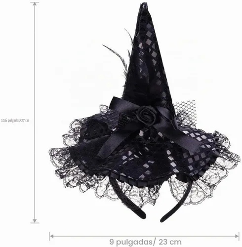 Vista 2 de Diadema de sombrero de bruja negra, accesorio de disfraz de Halloween