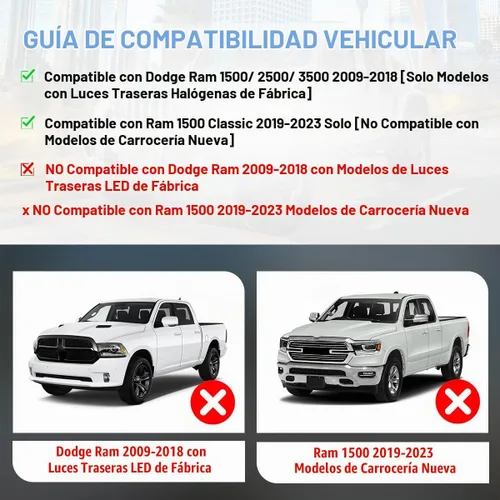 Vista 3 de Nixon - Conjunto de luces traseras todoterreno para Dodge Ram 1500/2500/3500 2009-2018 Transparente