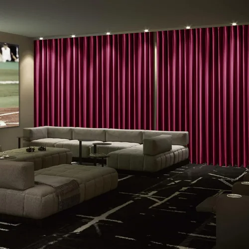 Vista 12 de Frelement Cortinas de cine de terciopelo con ganchos planos de privacidad con forro opaco para sala de cine, sala de cine, escenario, villa, 100