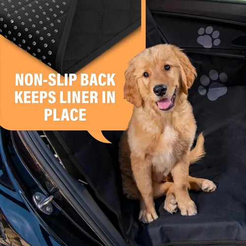 Vista 3 de Active Pets Funda Impermeable Tipo Hamaca Estándar para Asiento de Automóvil, Se Adapta a Sedanes, Hatchbacks, Crossovers, Cupés, Vehículos Naranja