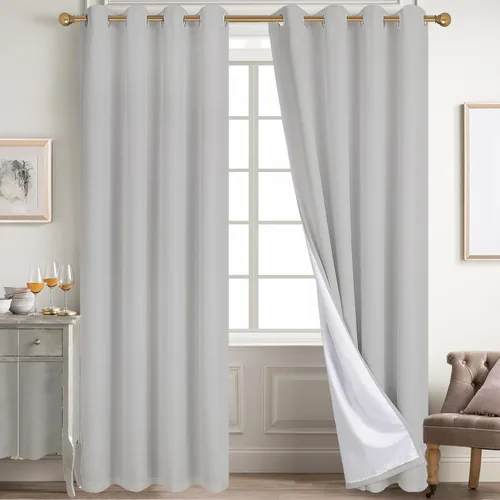 Vista 71 de Diraysid Cortinas 100% opacas de lino beige para dormitorio, con ojales, aislamiento térmico, cortinas de oscurecimiento de habitación