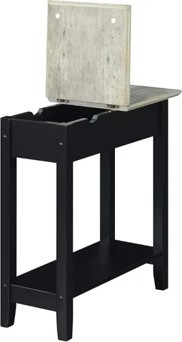Vista 6 de Convenience Concepts American Heritage - Mesa auxiliar abatible con estación de carga y estante, abedul sintético/negro