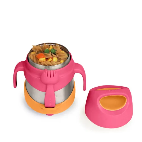 Vista 13 de b.box Tarro de alimentos aislado con tenedor para niños pequeños, recipiente fácil de abrir, acero inoxidable, más de 5 horas de temperaturas