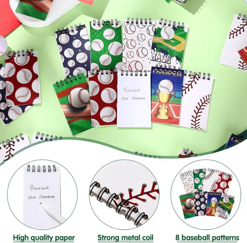 Vista 3 de Faccito 32 piezas de mini bloc de notas deportivos, baloncesto, béisbol, fútbol, suministros para fiestas, bolsas de regalo, bloc de notas