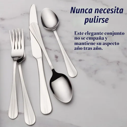 Vista 4 de Juego de cubiertos de acero inoxidable Pfaltzgraff Everyday, 20 piezas, Plateado