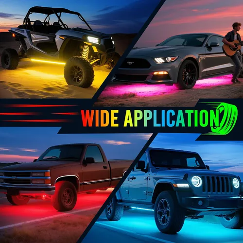 Vista 7 de MICTUNING U8 RGB - Barra de luz LED de brillo bajo, control remoto dual, tira de luz LED multicolor para debajo del cuerpo del auto con carcasa
