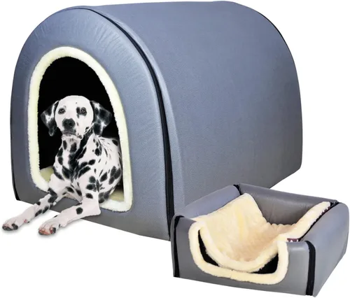 Vista 44 de Cama para gato o cama para perro, 2 formas de uso, casa de mascotas para interior con alfombra esponjosa, cubierta extraíble y lavable, fondo Grúas