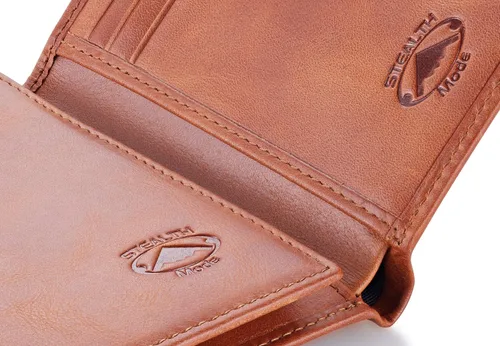 Vista 9 de Stealth Mode Trifold portafolios de piel RFID bloqueo, bolso para hombres