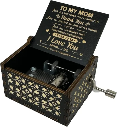 Vista 18 de Caja de música You are My Sunshine from Daughter to Dad, manivela clásica grabada, cajas musicales grabadas, regalos de recuerdo para papá de hija