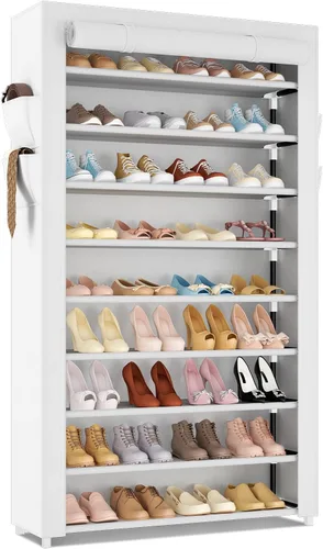 Vista 14 de LANTEFUL Zapatero con cubiertas, organizador de zapatos de 5 niveles de gran capacidad, estante para zapatos, 20-24 pares, ahorro de espacio, Negro