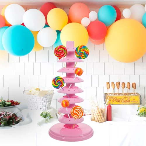 Vista 6 de Hemoton Soporte ajustable de múltiples niveles para piruletas de material de PP para bodas, fiestas, tiendas, exhibiciones decorativas de mesa