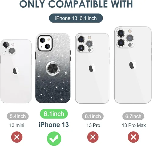 Vista 7 de Hython para iPhone 13 Funda con Soporte de Anillo [Soporte Magnético Giratoria de 360° con Anillo] [Soporte para Montaje en Coche] Funda de Teléfono