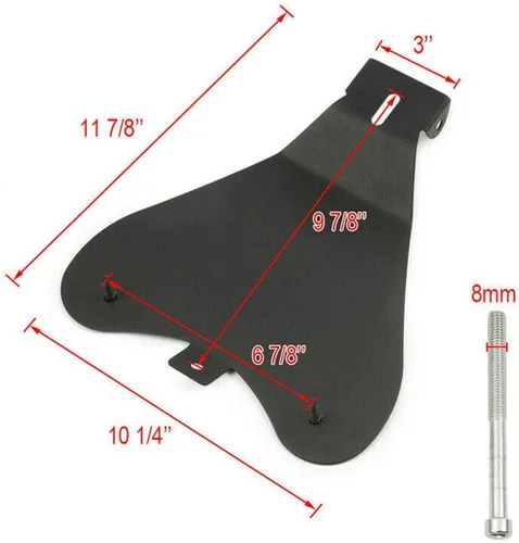 Vista 4 de Asiento Individual de Motocicleta Marrón de 3 Pulgadas con Remaches y Resorte con Placa Base, Kit de Montaje de 3 Pulgadas Compatible con Harley